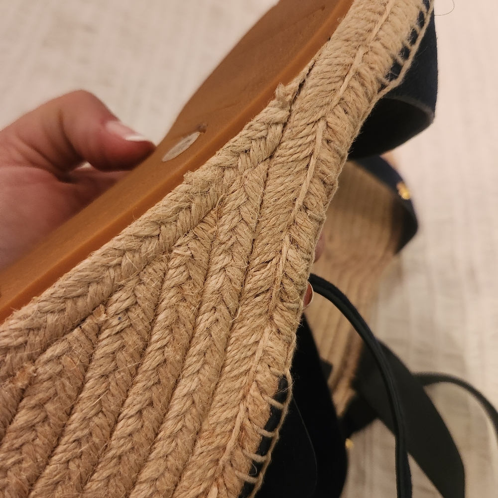 Tory Burch Navy Blue Baily Wmen's Blnsvy Blue  Espadrille Sandals  Size 9 - Picture 4 of 15
